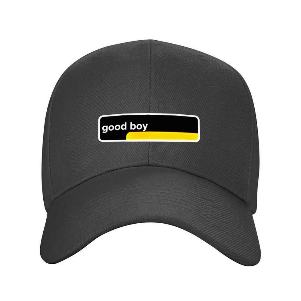Good Boy Baseballkappe Schwarz Gelbes Logo Lässige Sportliche Mütze Verstellbare Passform Polyester