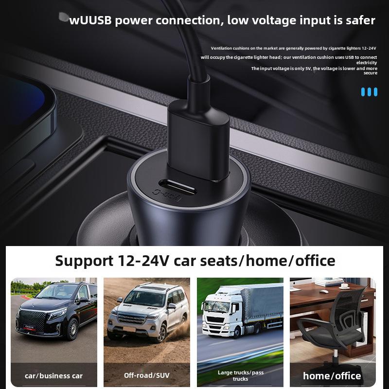 Car Cooling Seat Cushion with Breathable Fan for Summer Ventilation and Heat Dissipation