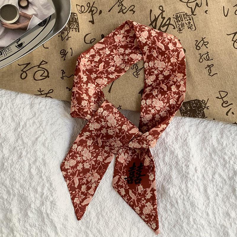 Silk Scarf, Long Strip, High-end Sense, Summer New Thin and Narrow Tied Hair, Tied Bag, Headband, Neck, Small Scarf, Decorative Belt.
