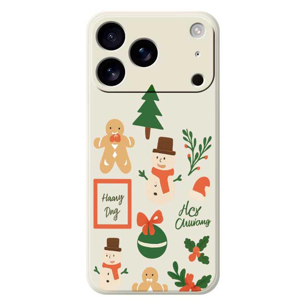 For iPhone 17 Pro Case Christmas Snowman Pattern Printing Straight Edge TPU Phone Back Cover