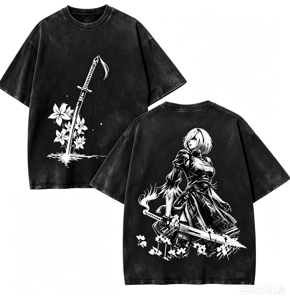 2026 New Vintage High Quality Washed Apparel From NieR: Automata, Fashion Versatile Women And Men Comfortable T-shirt