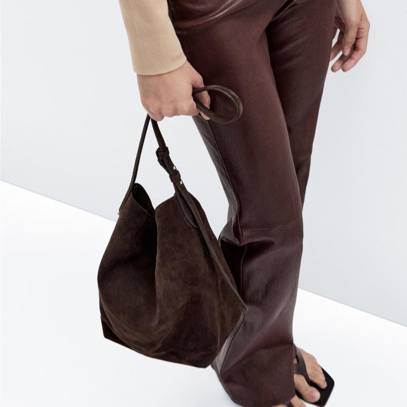 High-end Women's Shoulder Bag European And American Retro Bucket Bags Quality Frosted Handbag With Adjustable Shoulder Straps