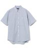 Beams Men's S/S Stretch Emblem Button-Down Shirt, SAX L