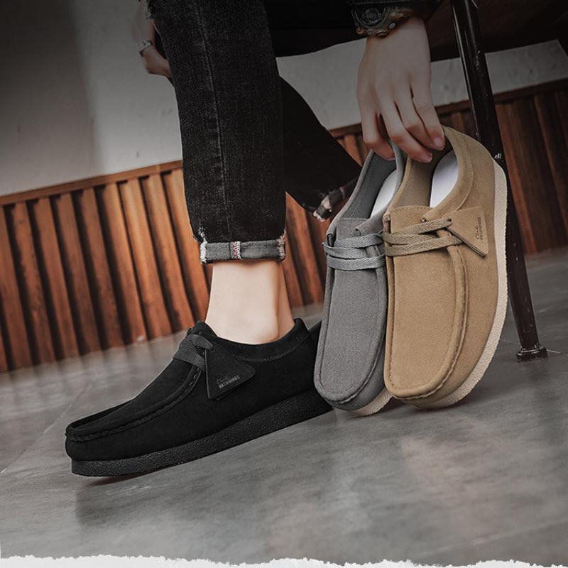 Πολυτελείς Ανδρικές Σουέντ Δερμάτινες Λόφερ Παχιά Μαλακή Σόλα Casual Παπούτσια Εξωτερικού Χώρου Casual Φλατ Δέσιμο με Κορδόνια Casuals Zapatos Casuales De Hombre