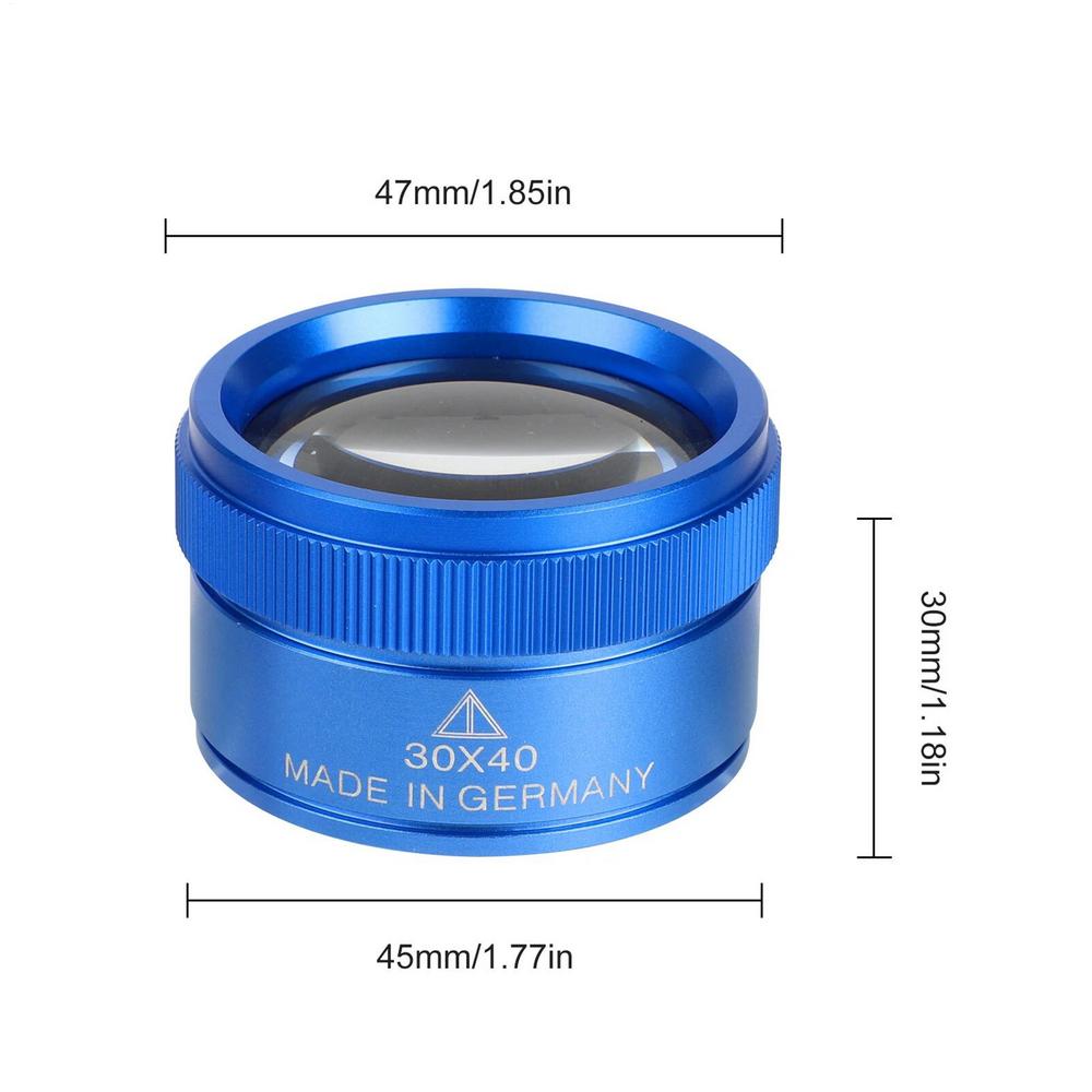 

Premium 30x40mm Measuring Magnifier MagnifyingGlass Lens Loop Microscope For Coin Stamps Jewelry Lupe Portable синій