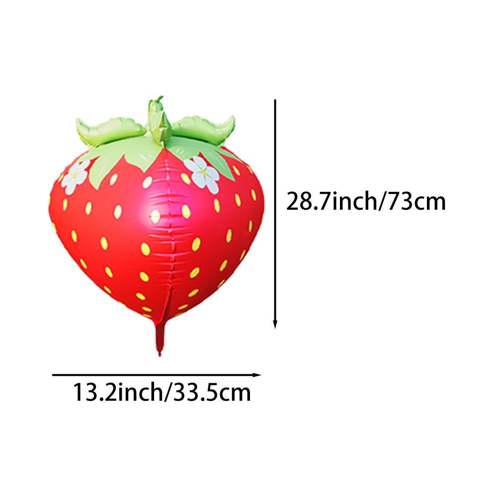 4D Fat Version of Strawberry, Matte Red, 6 Pieces, Strawberry Aluminum Foil Balloons, Suitable for Birthday Party Decoration, Strawberry Themed 