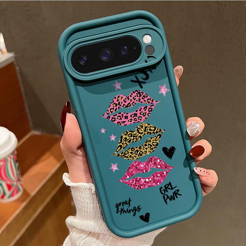 Red Lip Print TPU Phone Case For Google Pixel 10 8 7 Pro 8A 9A 7A Pixel 9 10 Pro XL Shockproof Soft Silicone Protector Cover