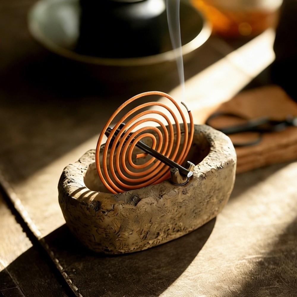 Resin Mosquito Coil Tray Imitation Stone Ash Catcher Home Decor Coil Holder  Meditation Space