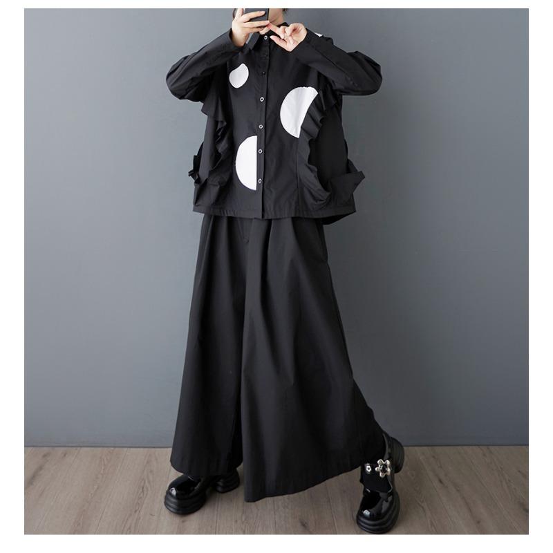 DIMANAF 2025 Women Autumn Plus Size Blouse Shirt Black Fashion Tops Tees Loose Casual Button New