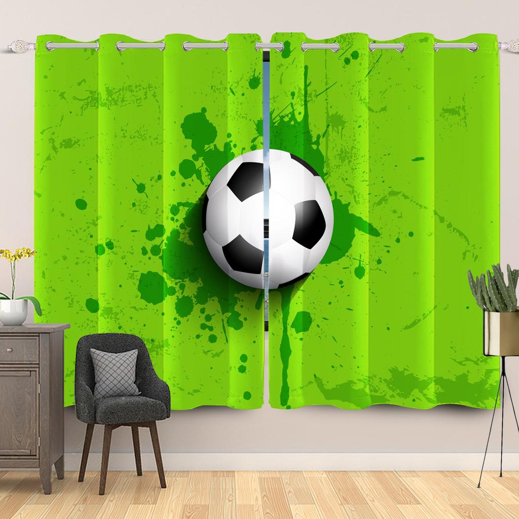 Light Blocking Sports Themed Curtains Multiple Designs Fan Bedroom Living Room Decor Top Window Drapes Curtain Polyester With Grommet Washable Ready