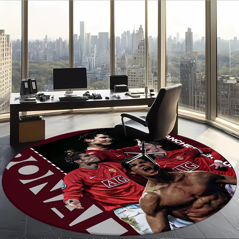 Ronaldo (24) Runder Büroteppich Dekorativer Bodenteppich für Büro Schlafzimmer Wohnzimmer und Wohnbereich
