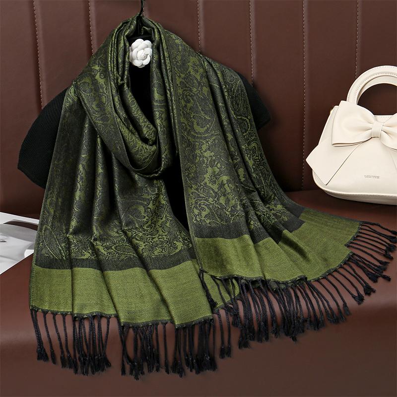 Jacquard Scarf Women Luxury Fashion Thick Soft Lady Scarves Stole Shawl Muslim Hijab Wrap Headband Neckerchief Bandana