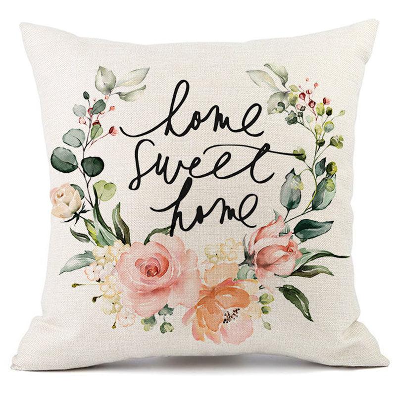 Pillow Case Spring Throw Pillow Case Flower Truck Farm Print Home Decor Cushion Cover Back Cushion