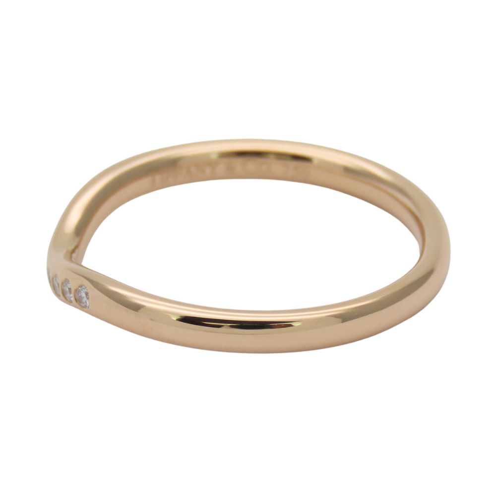 Used TIFFANY&Co. Ring Curved band EU#52 K18 Pink Gold/diamond 2.47g Pink gold 9PD