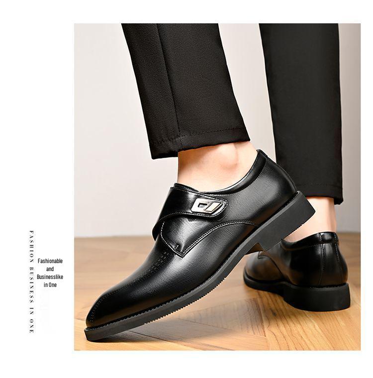 Men's Pointed Toe Cowhide Leather Shoes: Genuine Casual & Business Formal, British Style - Black/Brown, 2025.