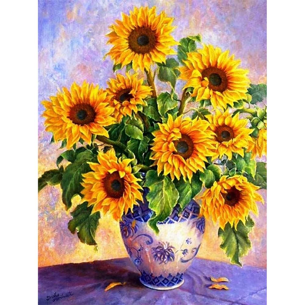 DIY Diamond Painting Flowers Cross Stitch Kit Mosaic Art Diamond Painting Full Circle Diamond Home Decoration