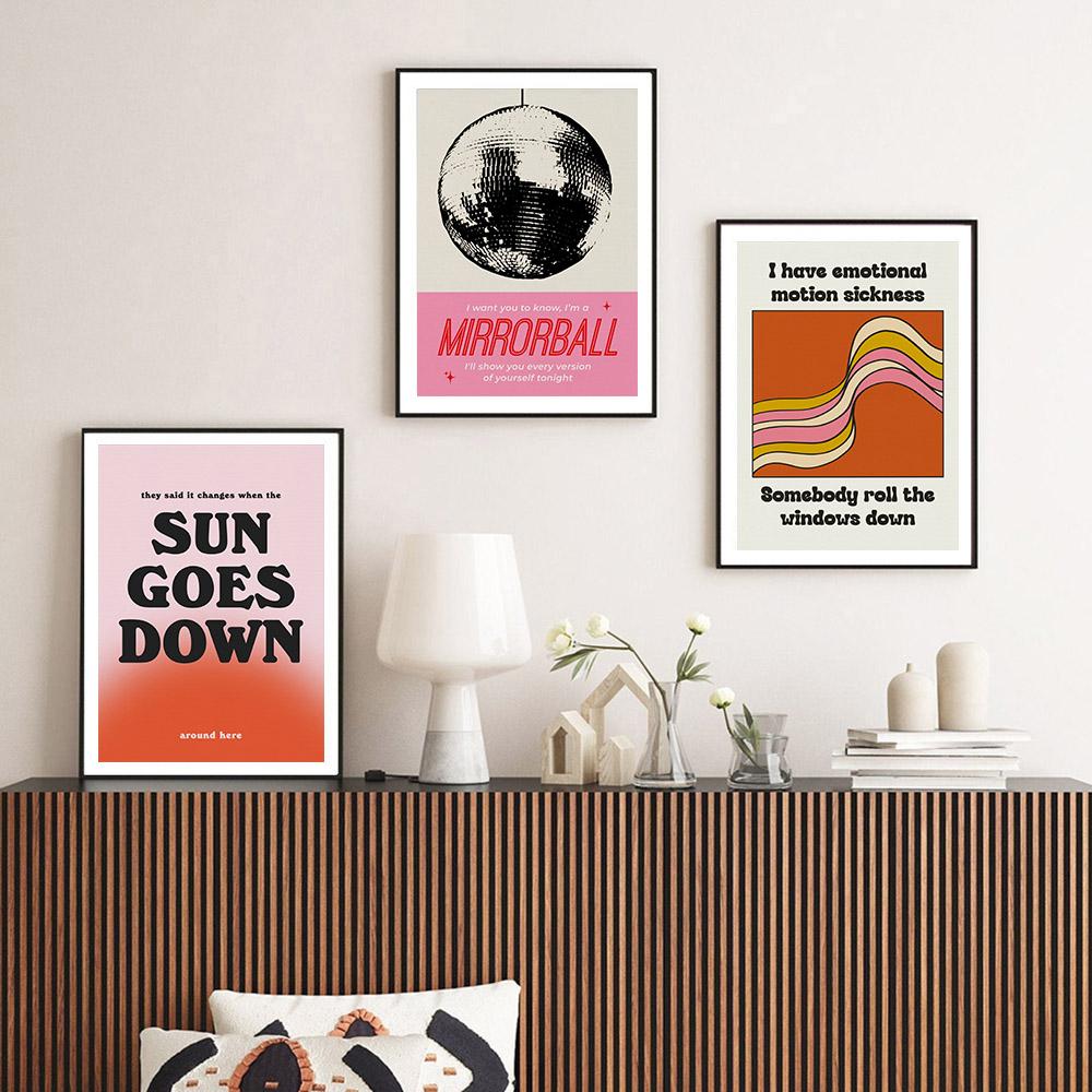 Living Room Decor Wall Art Colorful Motivational Quotes Posters Music Mirrorball Inspired Print Canvas Painting Modern Pictures