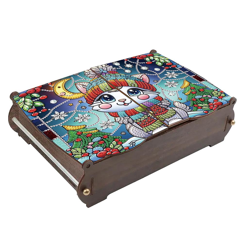 

5D DIY Diamond Art Handmade Storage Box Wooden Crystal Mosaic Storage Container Crystal Storage Case Kit for Desktop Diamond Art