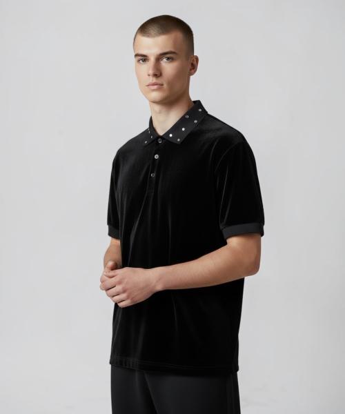 Bonseullipi Crystal Stud Edge Polo (Black)