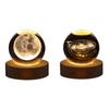 LED Crystal Ball Lamp Milky Way System Crystal Ball Glowing Solar System Crystal Ball with Wooden Base Glass Planet Nightlight