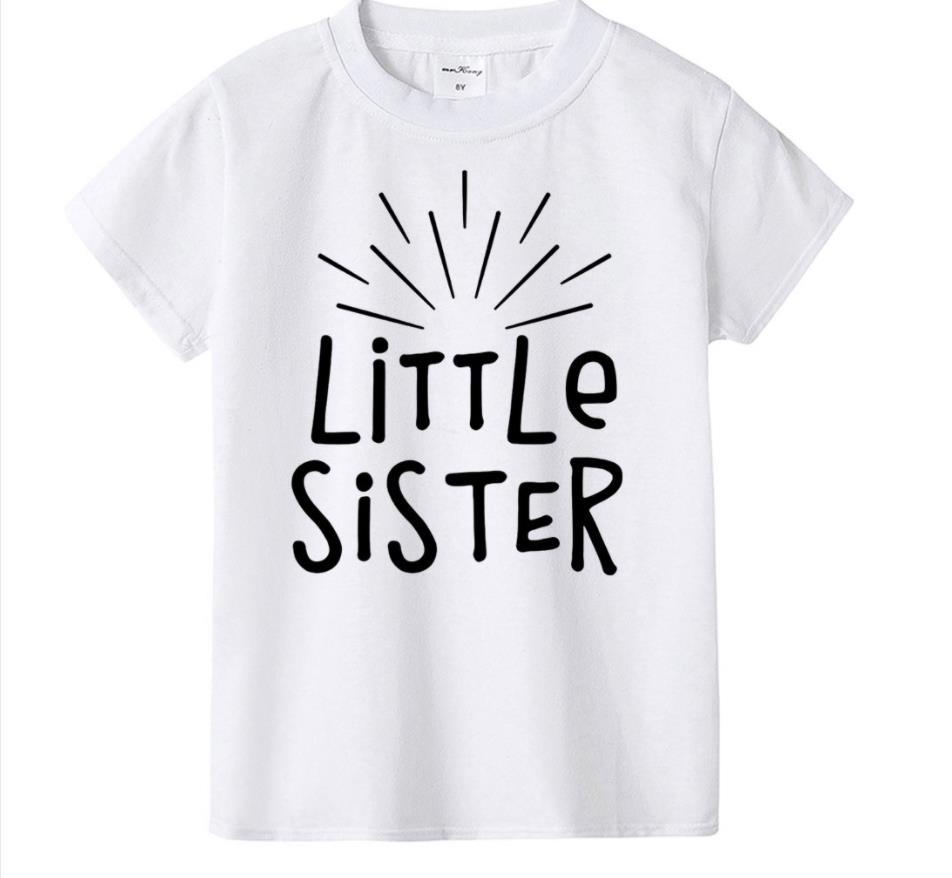 2026 New Childrens Tshirt Little Sister Big Brother Printed Round Neck Parent Child Clothing Summer Top for Boys and Girls M