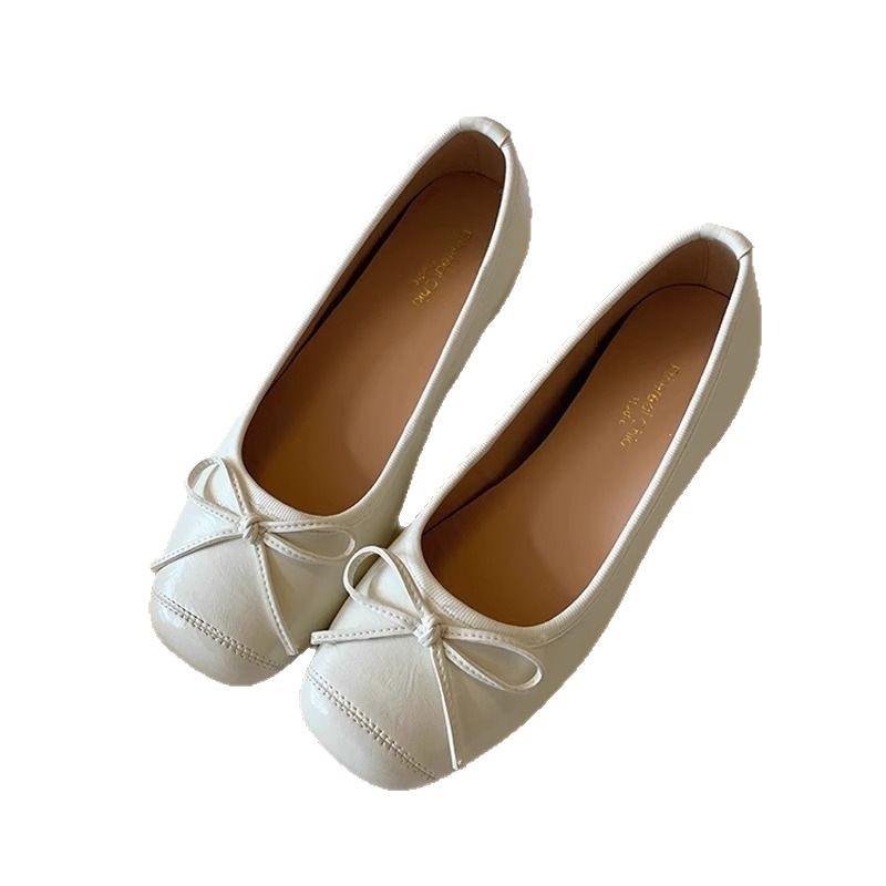Fashion Versatile Small Single Shoes Women's Shoes Spring and Autumn 2025 Summer Bow Red Ballet Shoes