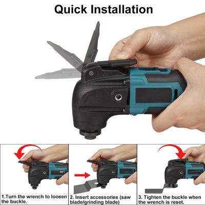 88VF 1600W Akku-Oszillations-Multitool Elektrisches Renovierungswerkzeug Elektrischer Trimmer Säge Holzbearbeitung Elektrowerkzeuge mit 2 Akkus