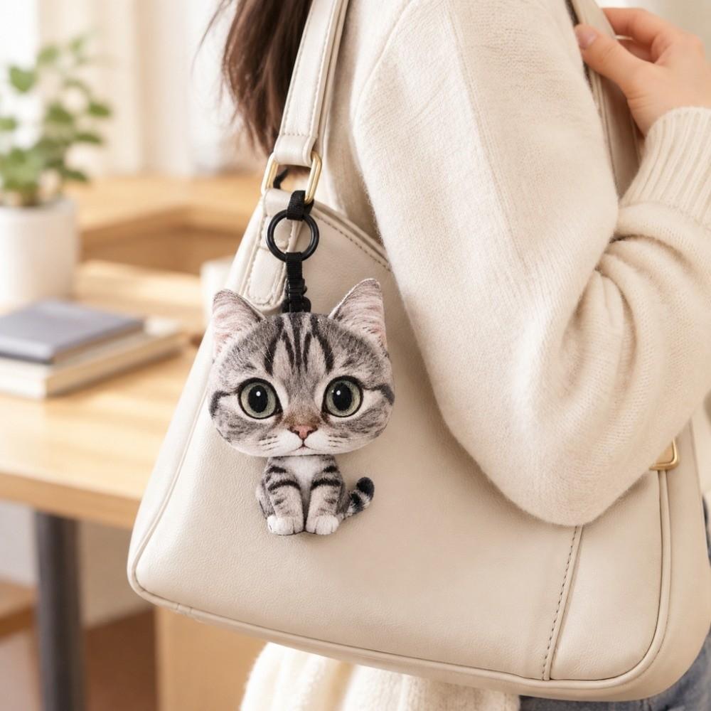 Plush Doll Bag Pendant Cartoon Design Car Key Ring Cute Cat Plush Doll Keychain  Gifts