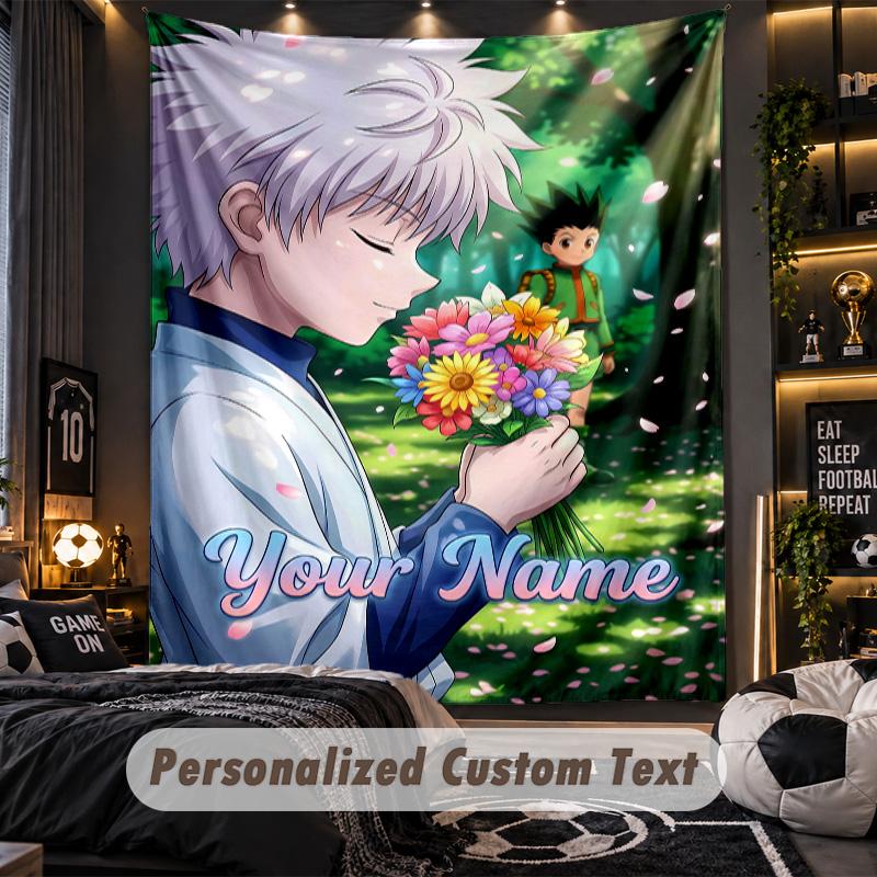 Personalized Wall Tapestry,Hunter × Hunter Custom Printed Name, Fabric Wall Art For Indoor Room Backdrop
