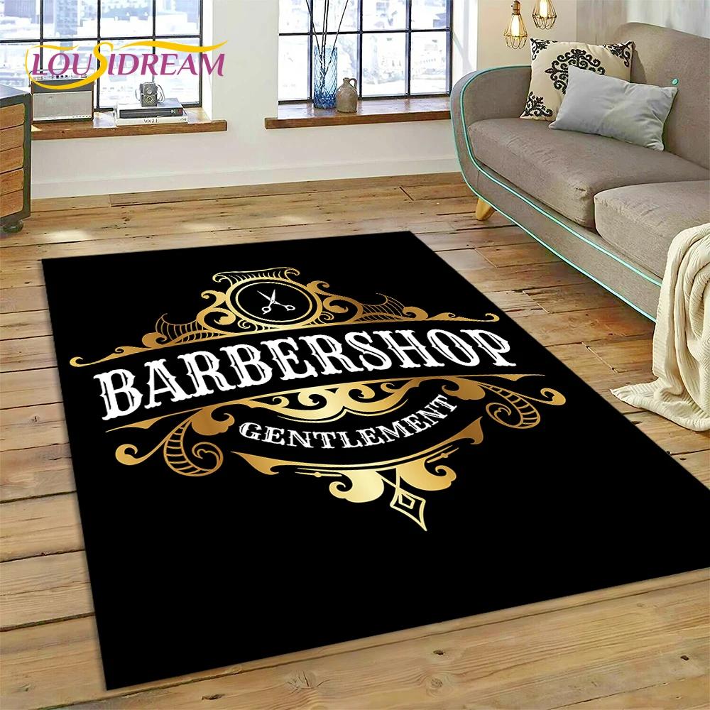 Mode Friseursalon Logo Schädel Vintage Teppich Teppich für Schlafzimmer Wohnzimmer Zuhause Sofa Dekoration, Kinderspiel Große Deko Bodenmatte