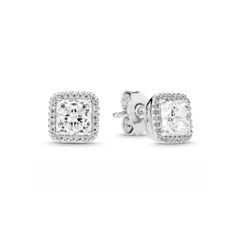 Nya 925 Silverpläterade Hjärta Zirkon Fjäril Hänge Örhängen Original DIY Dam Smycken Hängande Tillbehör Berlock Pärla Amulett