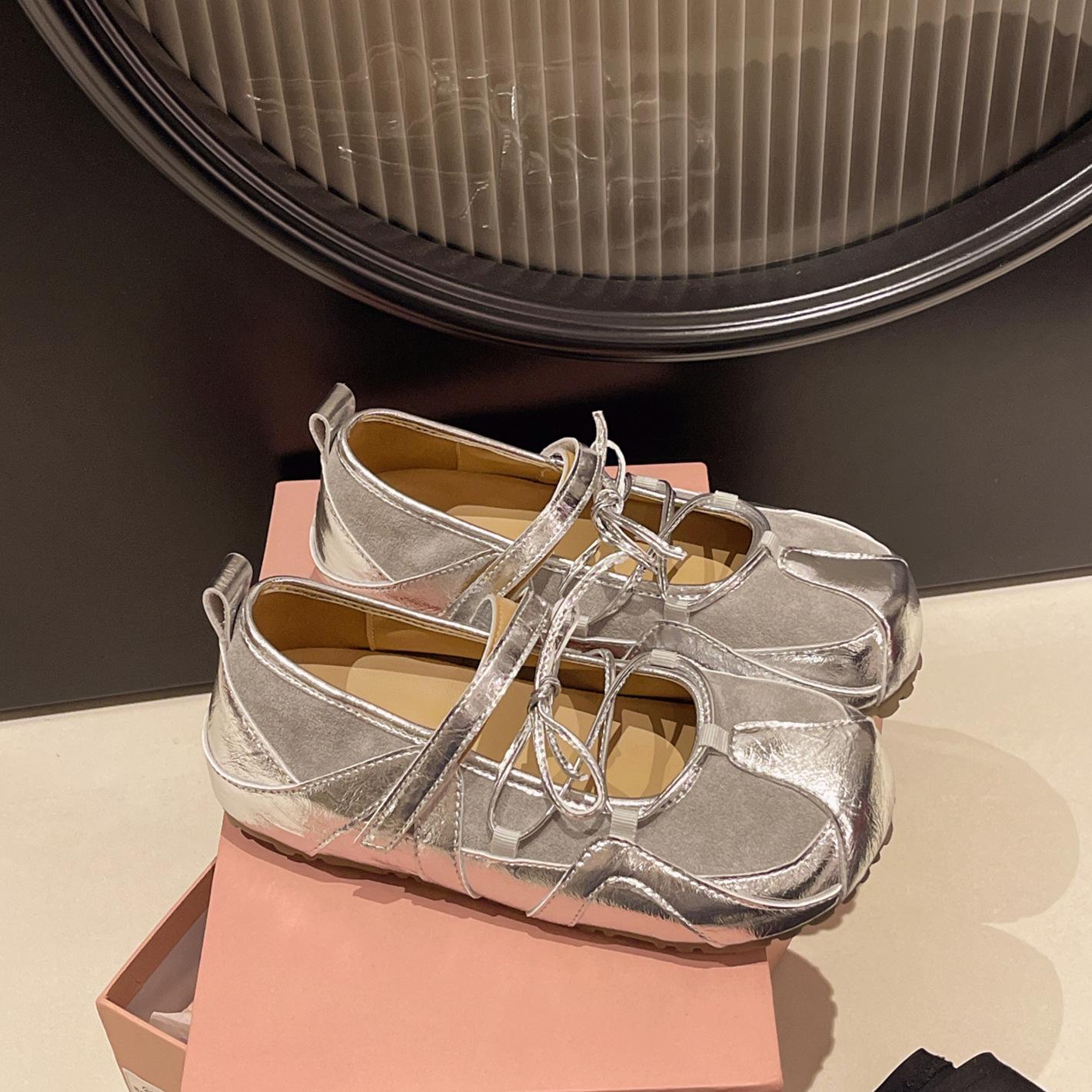 

Punk ballet silver Mary Jane single shoes women s 2025 summer breathable new sandals casual shallow mouth German training shoes 40