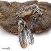 Stainless Steel Extra Large Feather Necklace Pendant Feather with Gold Gold Heart Gold Tip Feather Necklace [silver KYASYA] - Claw, Top, (2 Pieces) -