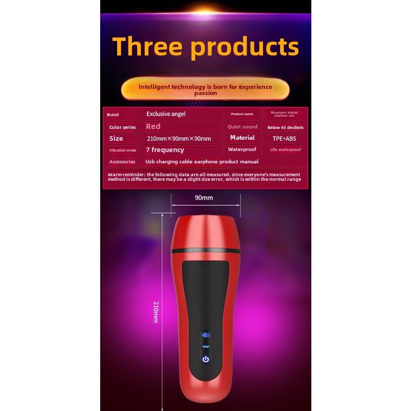 Digital Aeroplane Cup Male Rechargeable Vibration Interactive Pronunciation Cup Electric Masturbator Adult Erotic Sex Products