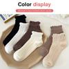 1Pairs Outdoor Women'S Lace Socks Solid Color Sweet Fried Dough Twists Low Tube Socks Japanese College Style Korean Socks