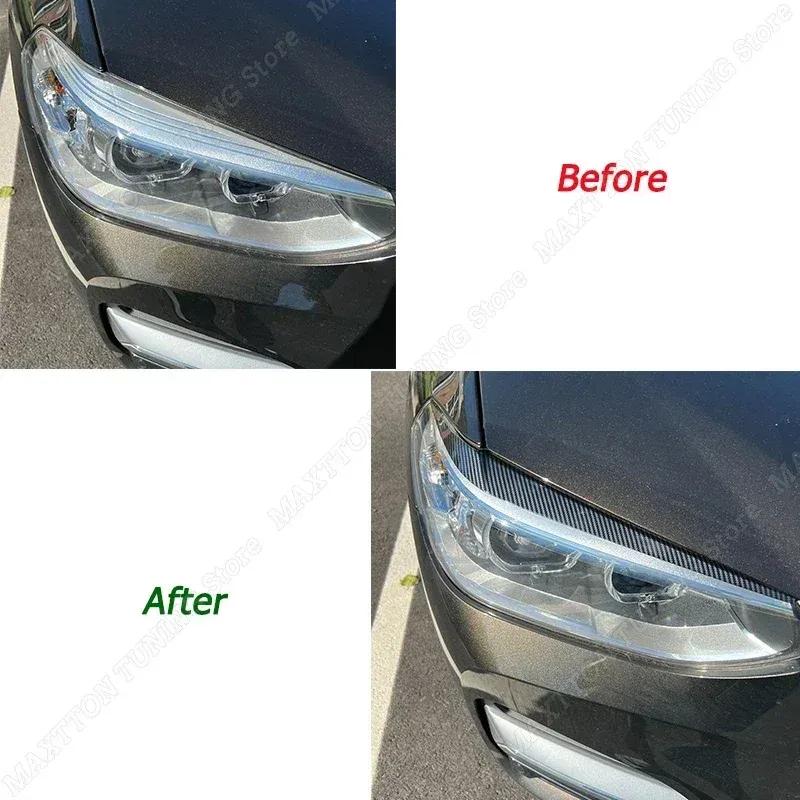 2pcs Headlight Eyelids Eyebrows Car Accessories Gloss Black/Carbon Look For BMW X4 X3 G01 G02 2018     + ABS
