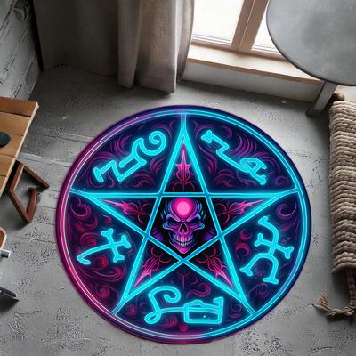 Alchemy Pentagram Demon Trap Pattern Round Rug, Non-slip Floor Mat for Living Room, Bedroom, Bathroom, Holiday Home Decoration