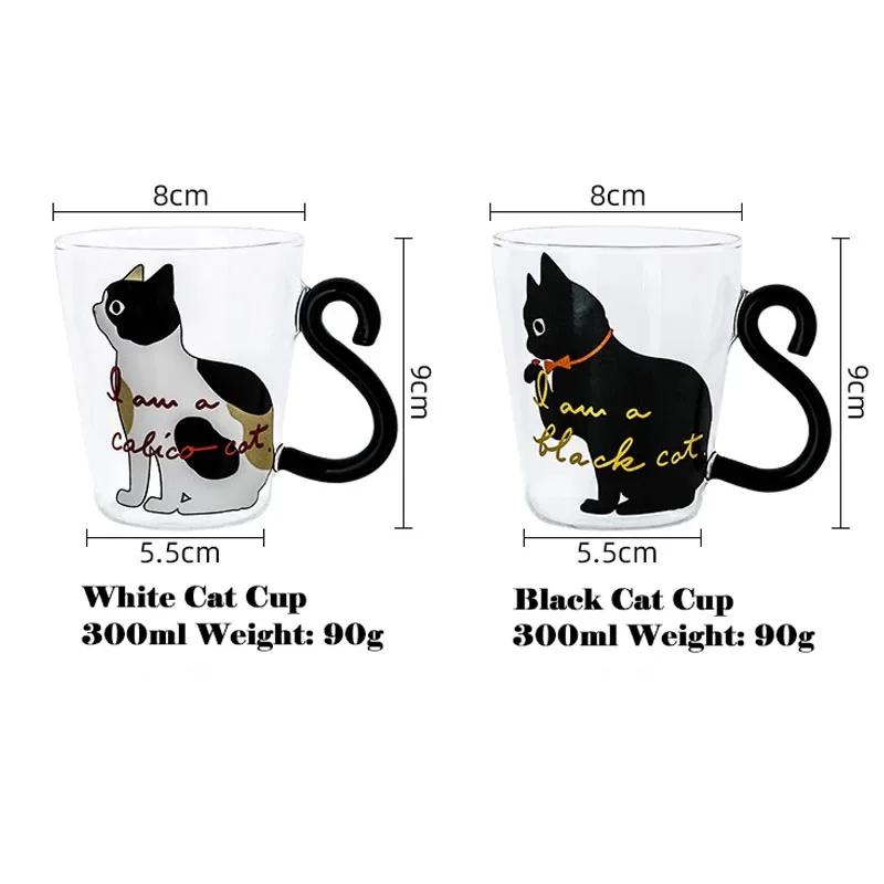 Creative Cat Transparent Glass Cup Milk Coffee Mug Tea Cup Cartoon Kitty Home Office Cup For Fruit Juice