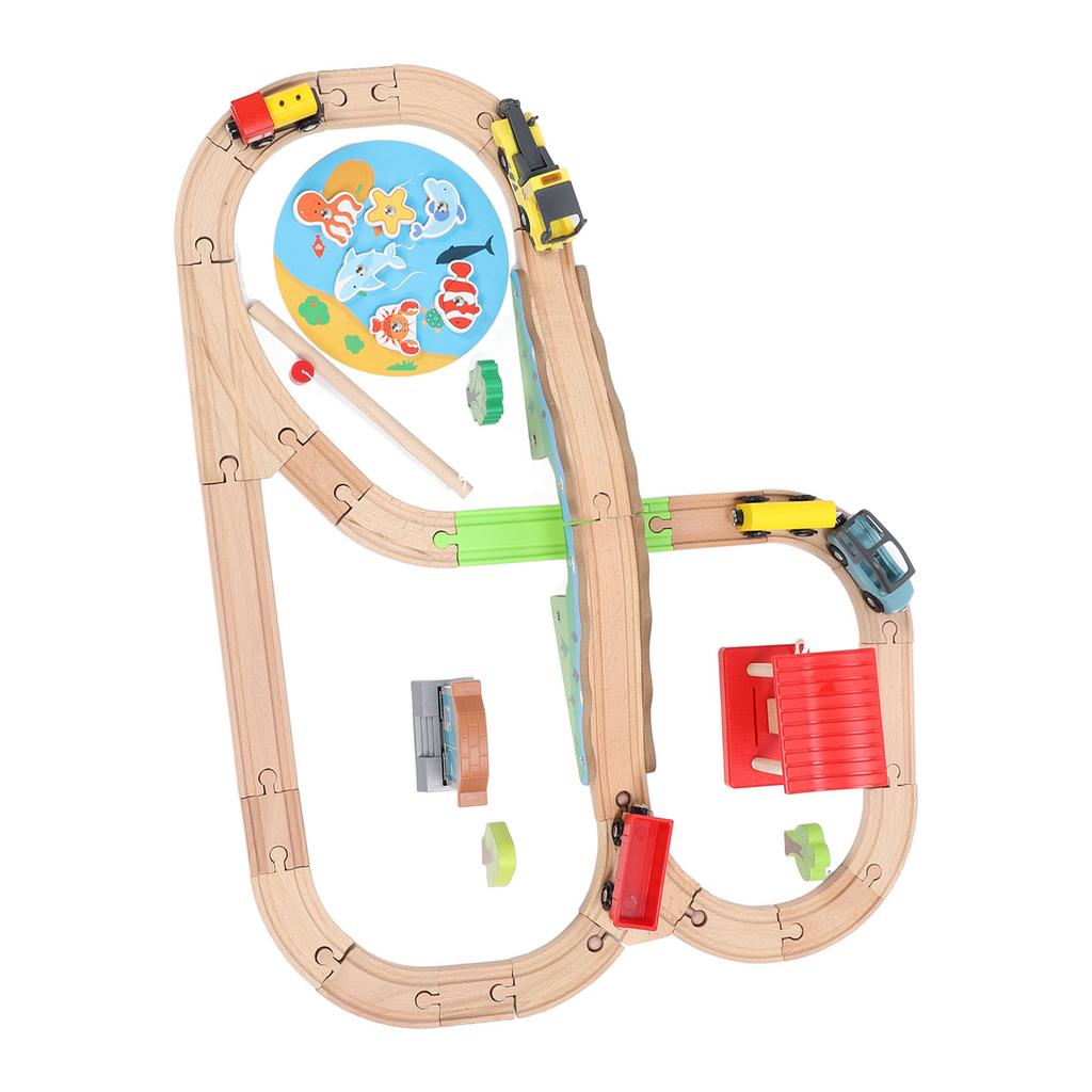 Holzeisenbahn-Set, Simulations-Stadteisenbahn-Set für Kinder, Kleinkinderspielzeug über 2 Jahre alt