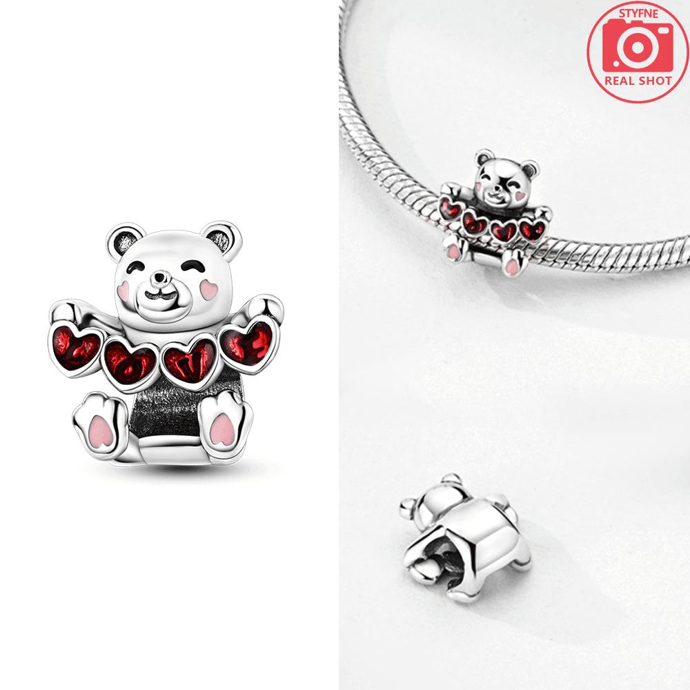 Charms Copper Original Red Heart Bicycle Love Couple Pendant Bead Fit Bracelet Valentine'S Day Fine Gift Women Jewelry Diy