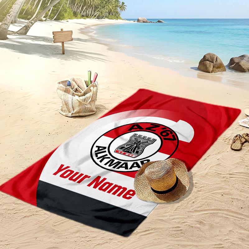 AZ Alkmaar Personalized Printed Beach Towel Soccer Logo Support Custom Name Text Absorbent Towel For Sport Travel Special Gift