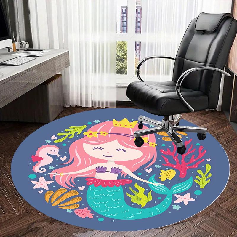 1pc Office Carpet Chair Mats Mermaid Fantasy Underwater Scene Perfect for Decorating Office Chairs, Living Rooms, Or Bedrooms