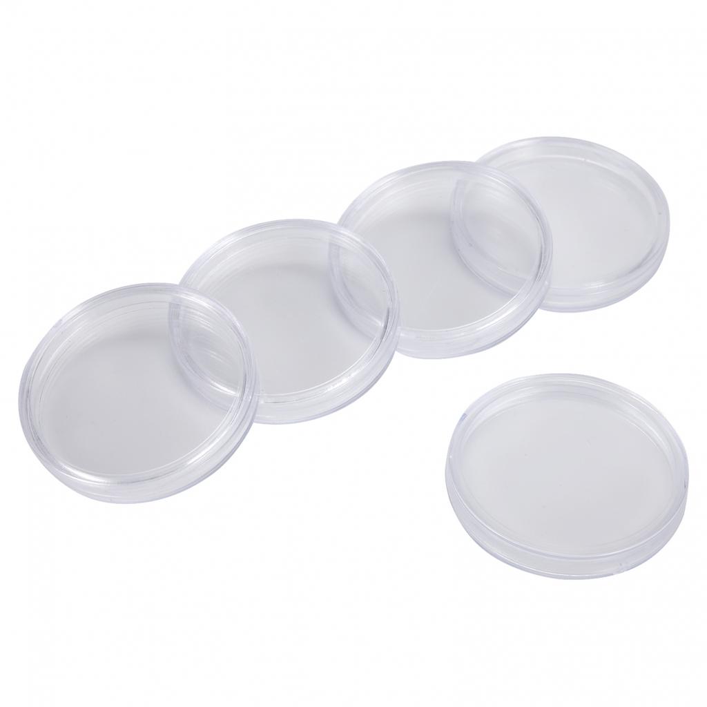 Money Coin Holders Penny Storage Round Clear Reusable 100pcs Set 30mm Case