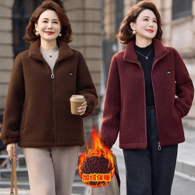Autumn and Winter Clothing Granular Fleece Jacket Women's Clothing Stand-up Collar Fleece Thickened Jacket Top Women
