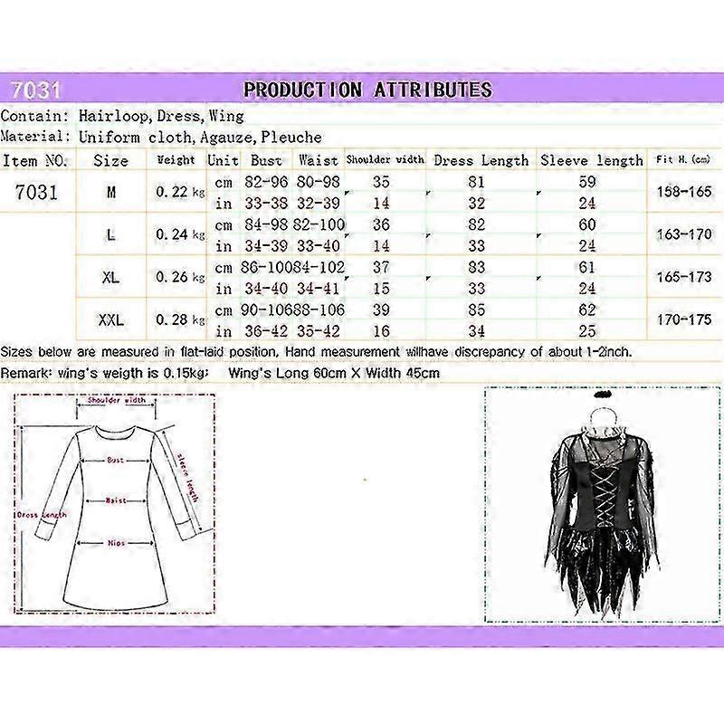 Halloweenowy Strój Upadłego Anioła Czarne Piórowe Skrzydła Cosplay Aureola Fantazyjny Dla Kobiet
