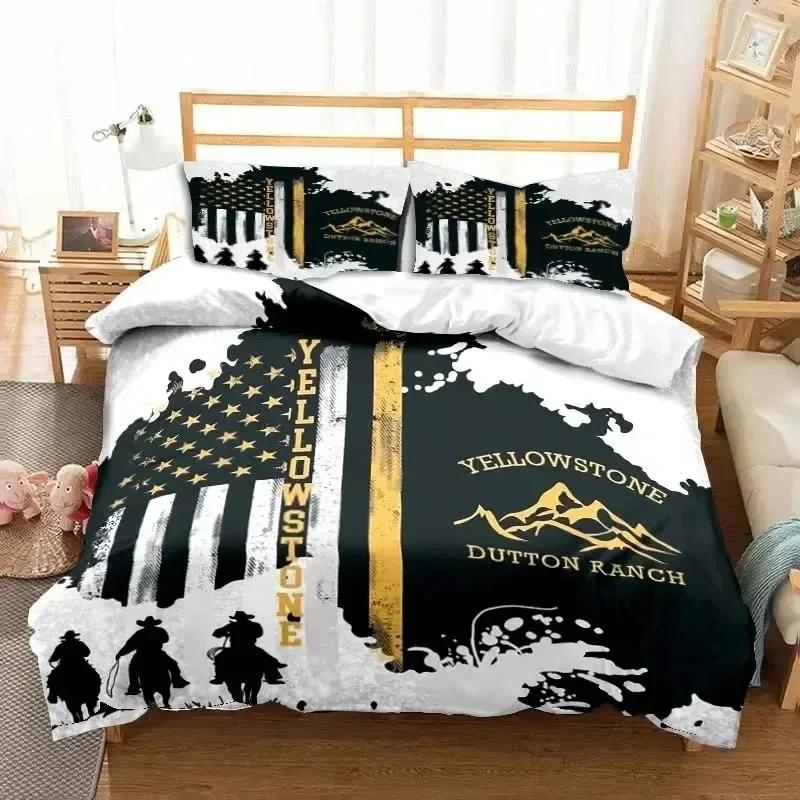 This Is My Yellow-Stone Watching Retro Fashion Bedding Set Duvet Cover Pillowcase Single Double King Size Adult Bedroom Gift