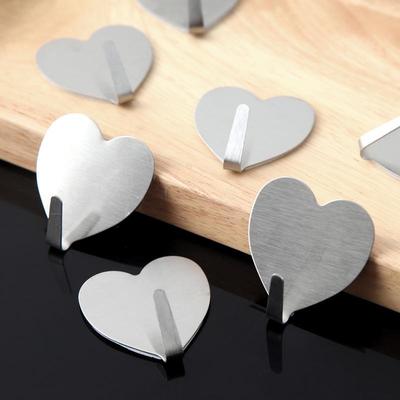 Minimalist Seamless Adhesive Love Heart Wall Hook for Kitchen & Bathroom