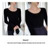 Seamless Cashmere Round Neck Slim Fit Ribbed Pullover for Women - Long Sleeve