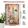 Vintage Metal Poster Bee Flowers, Wall Tin Sign for Kitchen Bar Decor 8x12 Inch