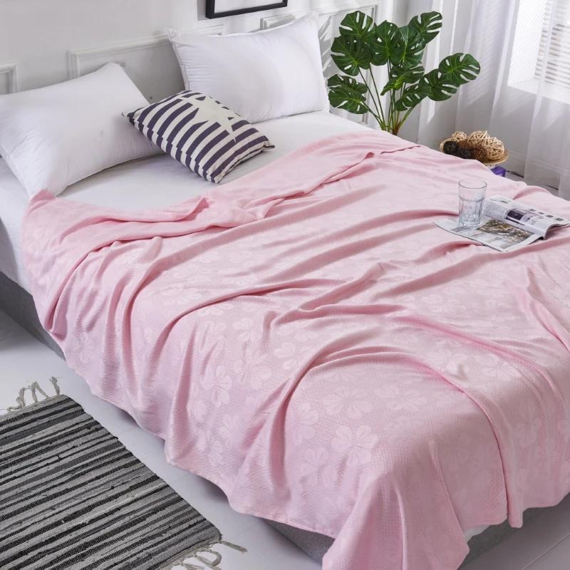 100% Bamboo Fiber Summer Blanket Pure Natural Plant Soft Skin-friendly Summer Duvet Breathable Jacquard Cooling Blanket Quilt